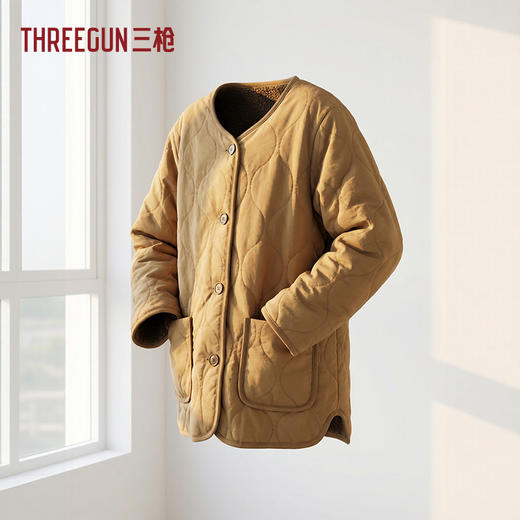 Threegun三枪 羊羔绒双面穿圆领女开衫-T80064A01 商品图1