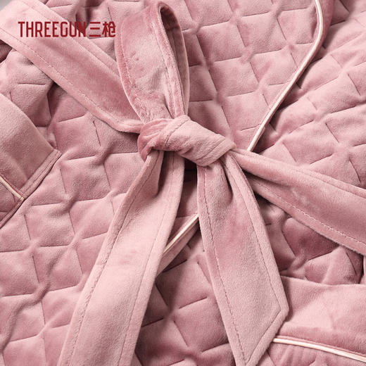 Threegun三枪 婴儿绒绗棉翻领开襟女家居睡袍-70448A011 商品图7
