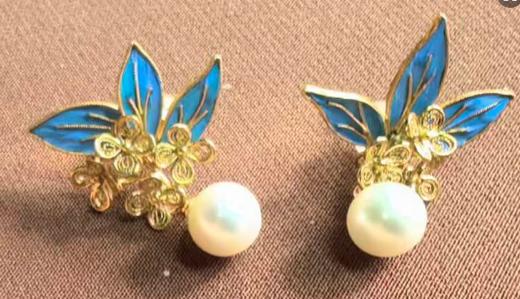 纯银花丝镶嵌 （桂花珍珠耳环） 商品图0