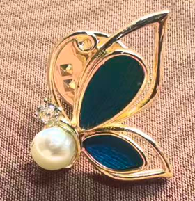 花丝镶嵌 （半蝴蝶珍珠胸针）