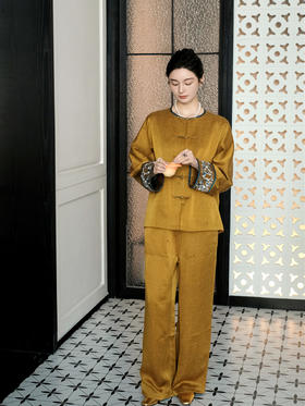 盛唐婧|香云纱金龟缎直筒裤