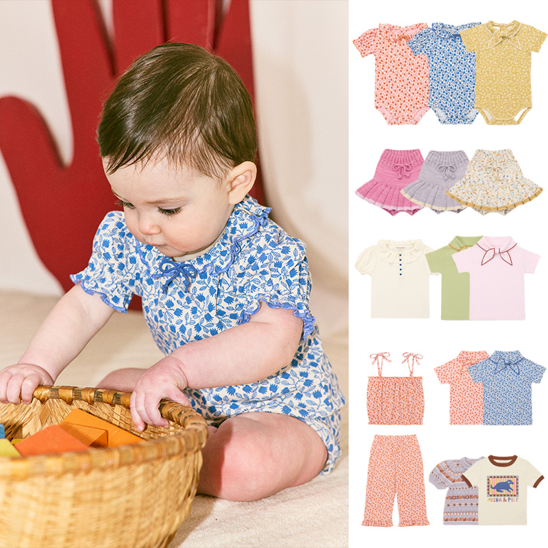 Misha Puff 26SS新品 宝宝儿童春夏有机棉T恤上衣长裤短裙连体服