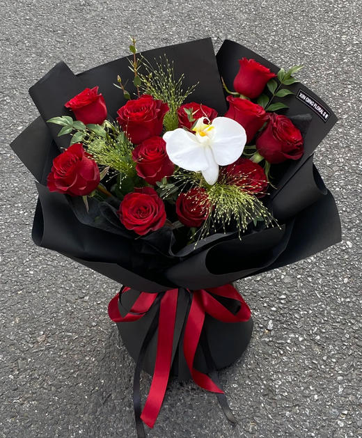 11支高原红玫瑰搭配蝴蝶兰【GA】 商品图0