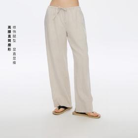 Oneup天丝亚麻系带直筒裤
