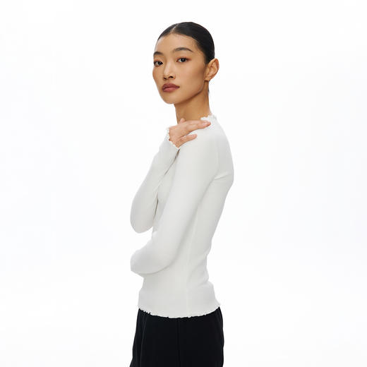 Oneup密边螺纹修身长袖T恤 商品图3