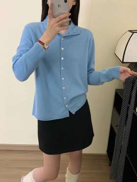 DJ貉羊绒薄款立领开衫5807