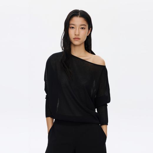 Oneup亚麻一字领蝙蝠袖长袖 商品图2