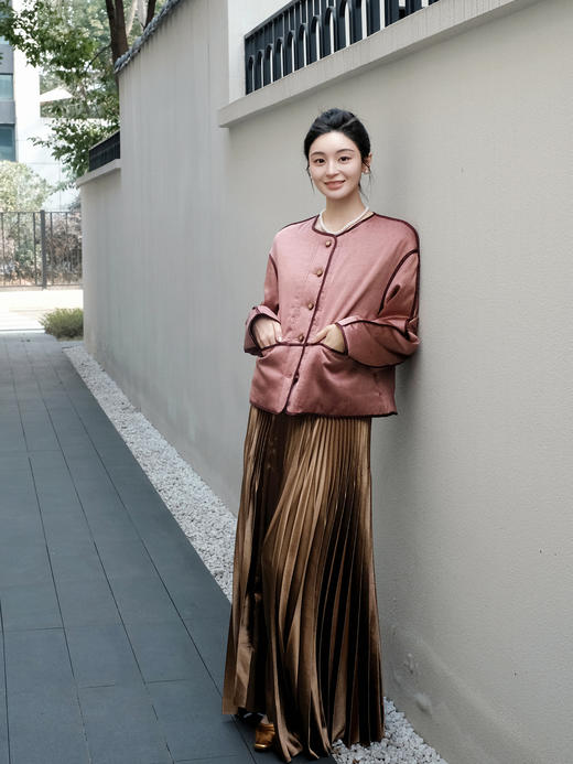 盛唐牡丹 | 杨妃粉真丝香云纱羽绒服 商品图2