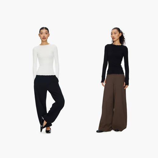 Oneup密边螺纹修身长袖T恤 商品图4