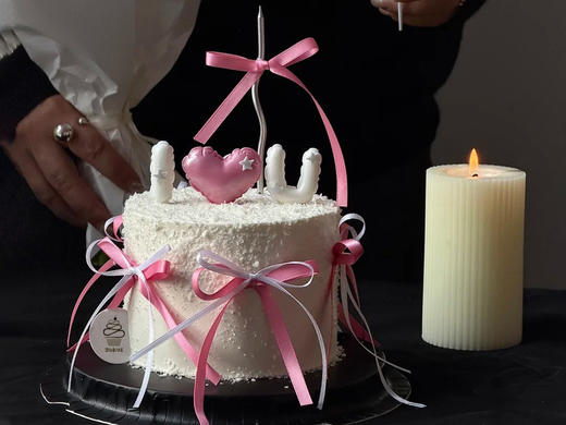 「情人节限定」粉黛蝴蝶结爱心告白蛋糕 商品图0