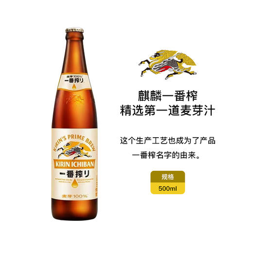 麒麟 一番榨11.0°P麦芽100%啤酒 600ml/1瓶/6瓶/12瓶 商品图3