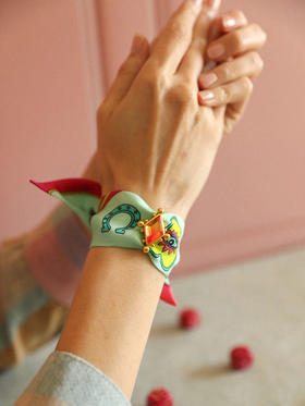 北京仓｜AN-NEE-CIRCUS Rose-薄荷绿 幸运予你 4cm丝巾 装饰扣手镯［法国设计师］