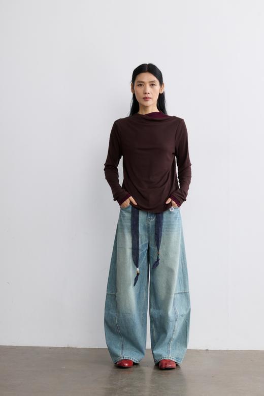 软糯拼接撞色长袖T恤 商品图0