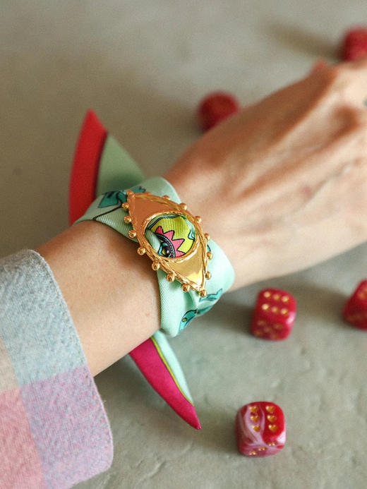 北京仓｜AN-NEE-BONOEIL-薄荷绿 幸运予你 4cm丝巾 装饰扣手镯［法国设计师］ 商品图2
