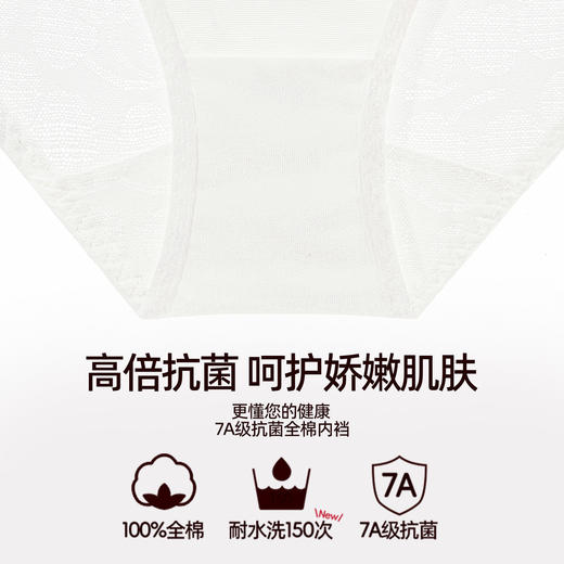3条98元好奇蜜斯性感三角内裤女低腰无痕蕾丝透气纯棉7A抗菌裆夏-米奥内裤 商品图2