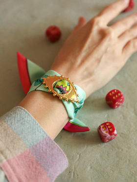 北京仓｜AN-NEE-BONOEIL-薄荷绿 幸运予你 4cm丝巾 装饰扣手镯［法国设计师］