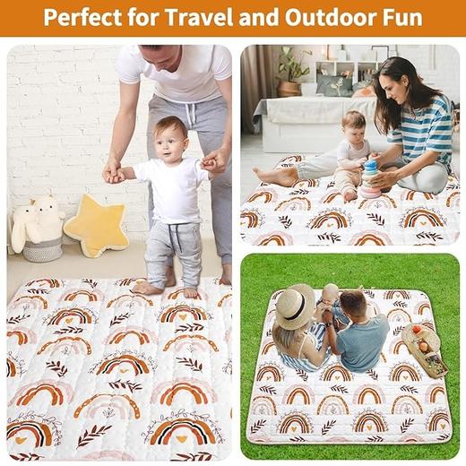 Pea Pod 125*125cm  婴儿彩虹叶子方形游戏垫 X0018X3GAT 商品图4