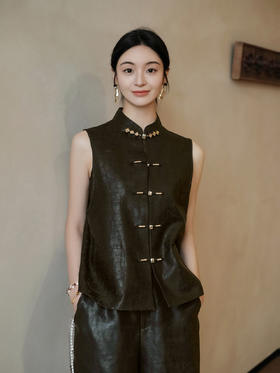 盛唐婧 | 新中式轻奢龟裂纹对襟马甲