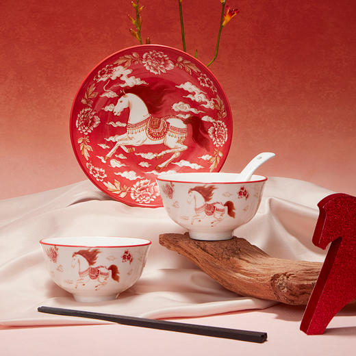 赠品·马年开运餐具！新年餐具套装 新年换新碗 餐盘/小碗 商品图3