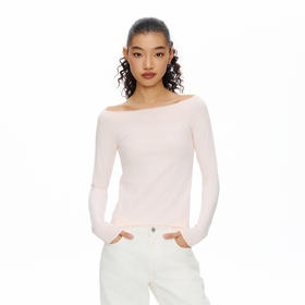 Oneup一字领修身插肩长袖