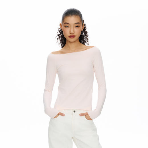 Oneup一字领修身插肩长袖 商品图0