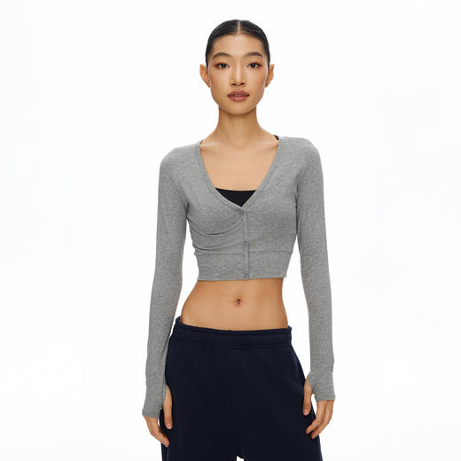 OneupV领假门襟修身运动长袖 商品图0