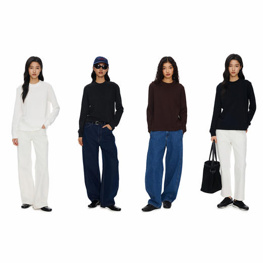 Oneup全棉宽螺纹领宽松长袖 商品图4