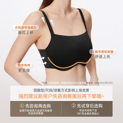 奶糖派防走光舒适蕾丝抹胸内衣女大胸显小文胸独白内搭背心胸罩 商品图4