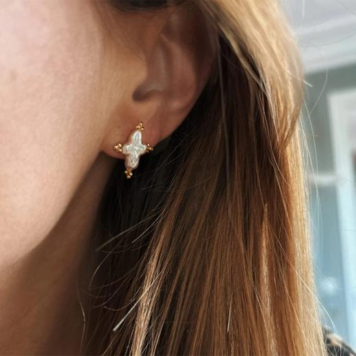 北京仓｜Elise Tsikis-Oracle-珍珠 金色 耳钉［法国设计师］ 商品图0