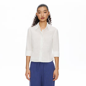 Oneup花边七分袖衬衫