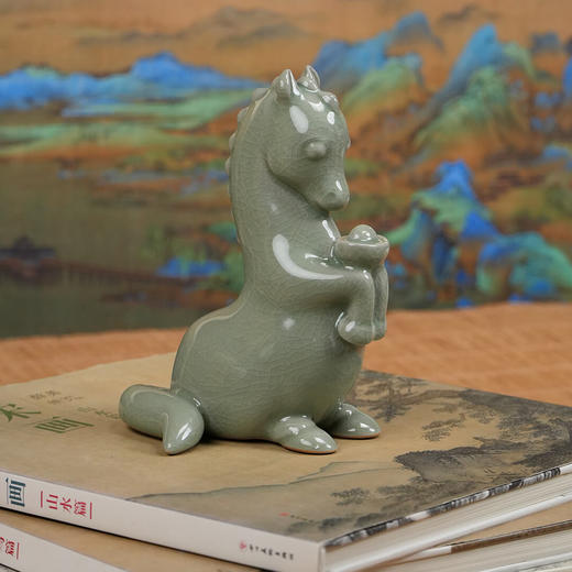 嘉德文创｜限量版招财/卧云驹-汝瓷雕塑摆件 商品图4