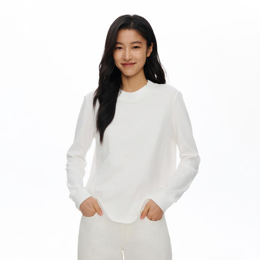 Oneup全棉宽螺纹领宽松长袖 商品图0