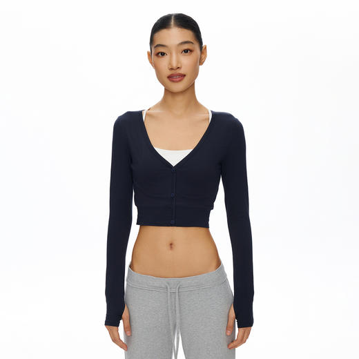 OneupV领假门襟修身运动长袖 商品图2