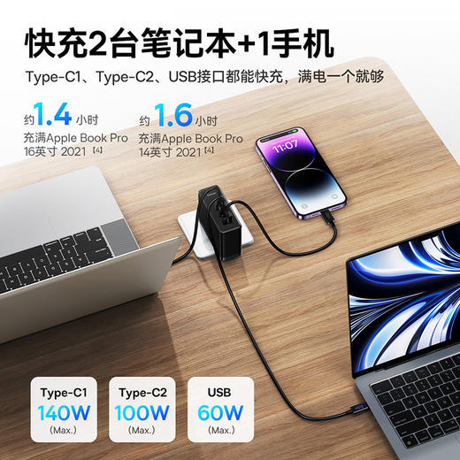 倍思  GaN5 Pro 氮化镓数字电源 快充充电器 2C口+1USB口 商品图2