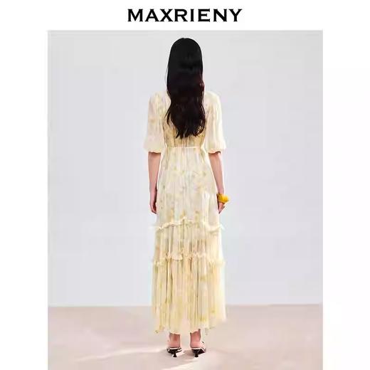 玛克门店发货：MAXRIENY日落繁花裙复古风泡泡袖碎褶连衣裙MC86DR040 商品图2