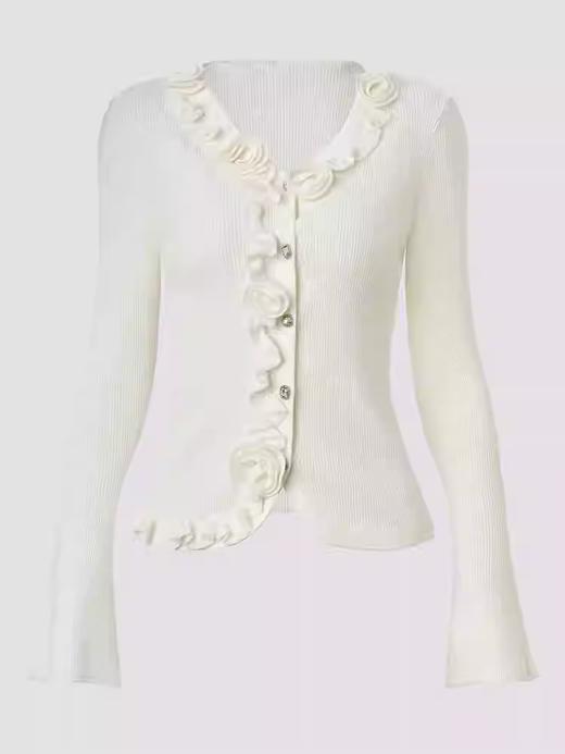 玛克门店发货：迪丽热巴同款]优雅修身v领针织开衫MU86JA003 商品图1