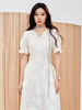 肌理感提花连衣裙收腰长小白裙MU86DR015A11 商品缩略图1