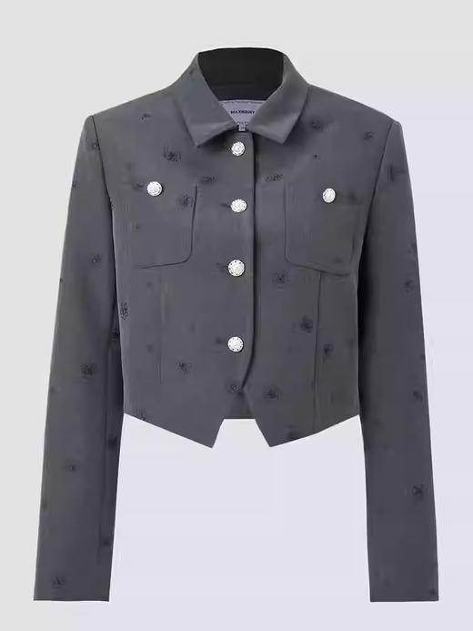 玛克门店发货：精致复古感绣花翻领短西装外套女浅春系穿MU86JA004搭 商品图4