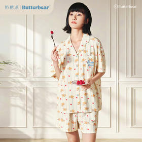 奶糖派黄油小熊联名睡衣女2026春夏新款短袖短款天使熊家居服套装