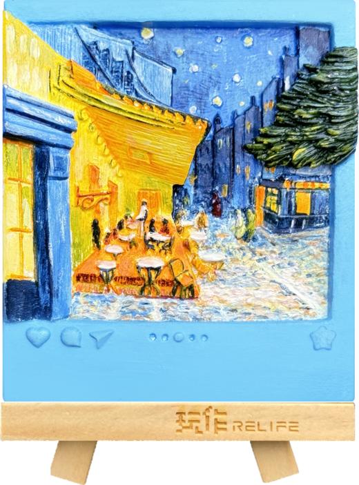 [玩作]香氛摆件冰箱贴-夜晚的咖啡馆-浮雕画板（彩绘）bj 商品图0