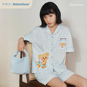 奶糖派睡衣女夏季黄油小熊联名爱神熊薄款可爱短袖短裤家居服套装