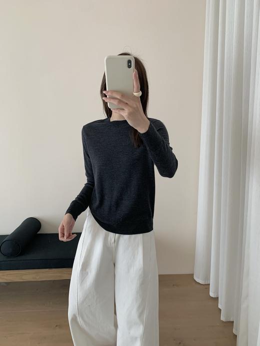 美利奴羊毛深灰针织衫 商品图5