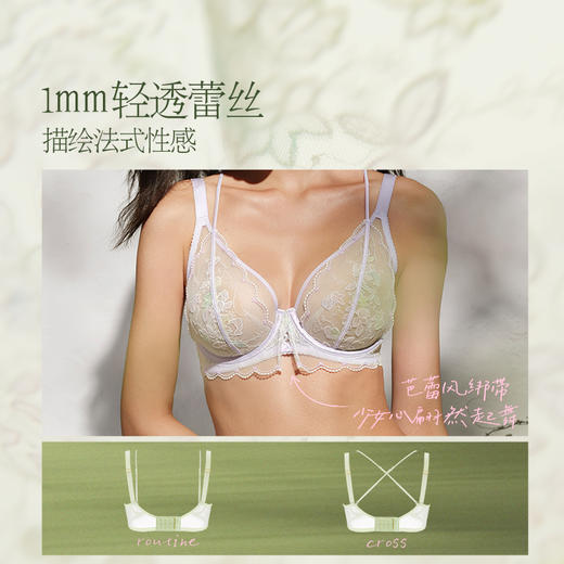 奶糖派莫奈花园超薄全罩杯文胸大胸性感收副乳大码薄款透气夏 商品图3