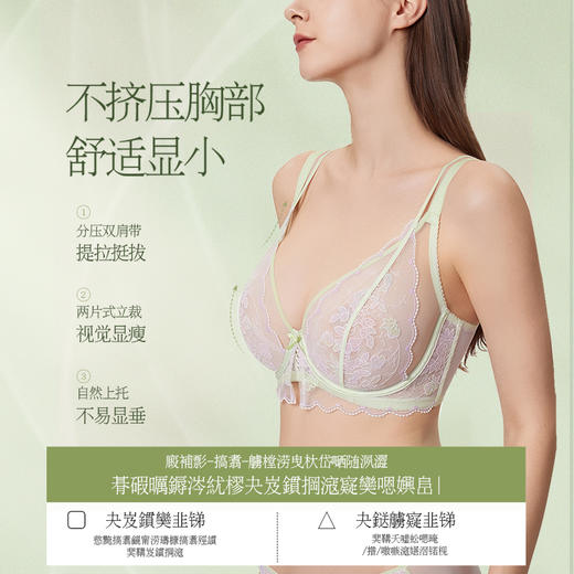 奶糖派莫奈花园超薄全罩杯文胸大胸性感收副乳大码薄款透气夏 商品图4