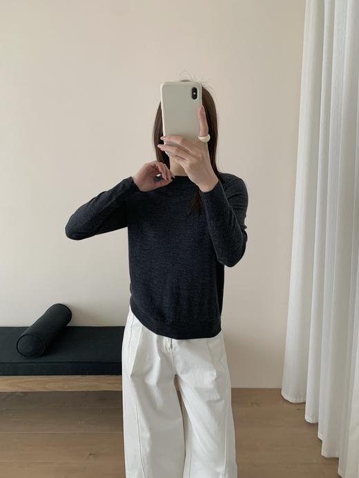 美利奴羊毛深灰针织衫 商品图1