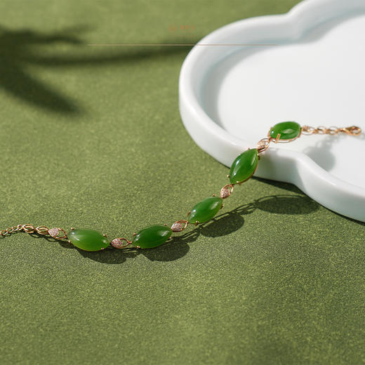 「玲珑」金镶碧玉手链 商品图1