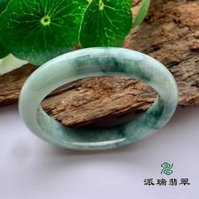 派瑞翡翠 翡翠手镯 糯种 绿色 飘花