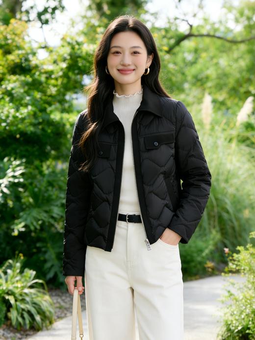 现货 臣禾	【巴恩风鹅绒服】拼接翻领短款羽绒服 90白鹅绒	JZ254070475 商品图0