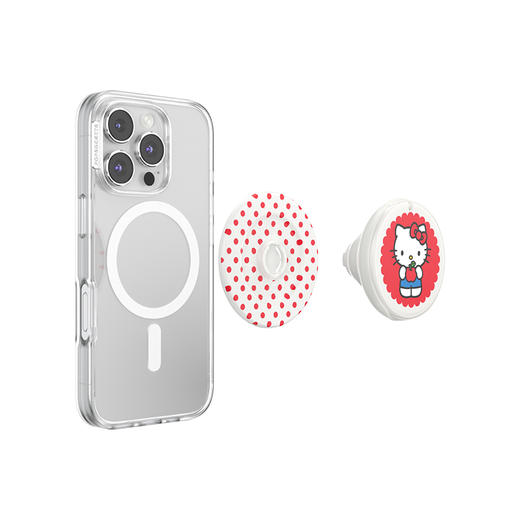 【Hello Kitty和朋友们】Hello Kitty随身镜·MagSafe圆啪嗒 泡泡骚 x Hello Kitty合作系列 MAGSAFE磁吸手机气囊支架 红白 波点 商品图4