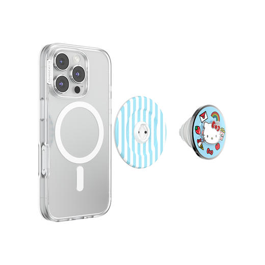 【Hello Kitty和朋友们】晴朗生活·MagSafe圆啪嗒 泡泡骚 x Hello Kitty合作系列 MAGSAFE磁吸手机气囊支架 蓝白 旋转 条纹 商品图3